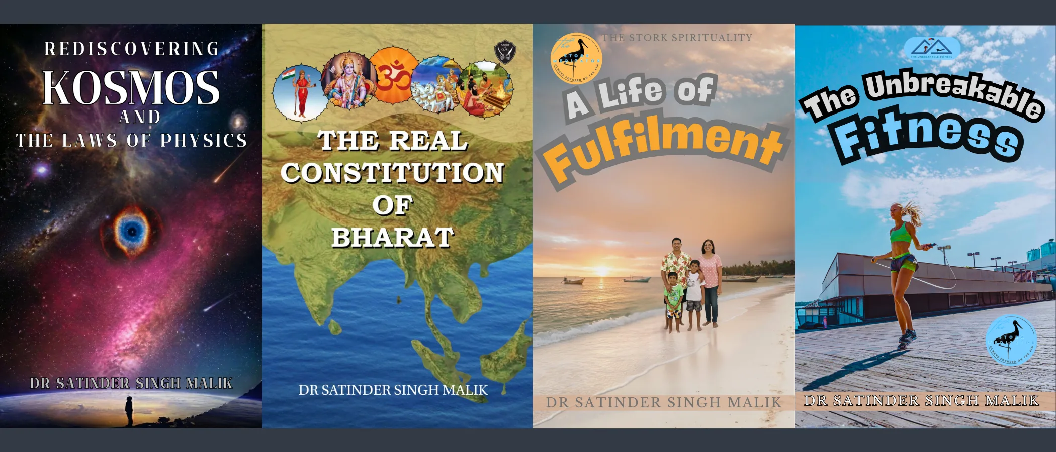 Four of Dr Malik's book covers